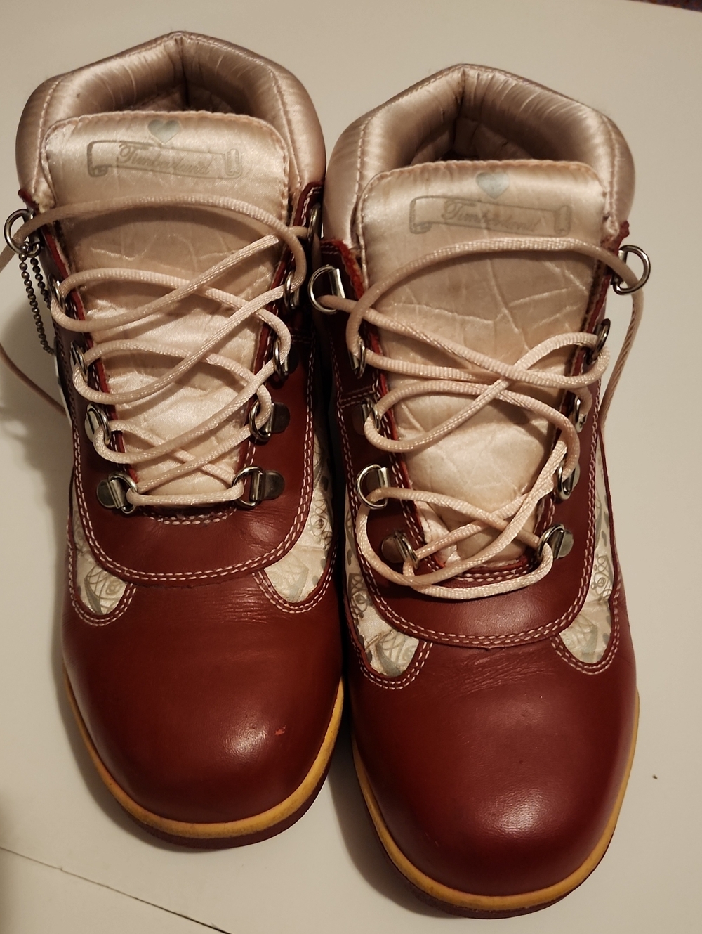 Women’s Red & Pink Leather  Boots - Timberlands - Size 7